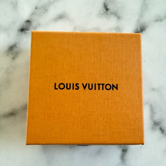 Louis Vuitton Orange Small Gift Box Blue Logo Ribbon Pull Tab Jewelry 3.5"x3.5" - Picture 3 of 6